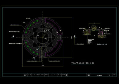 下沉式广场与跌水池平面图cad图纸