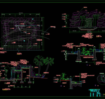 跌水假山cad图纸