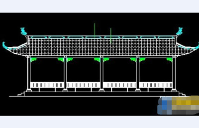 某景点长廊古建建筑和cad结构图