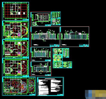 县图书馆建筑大楼cad施工设计图纸