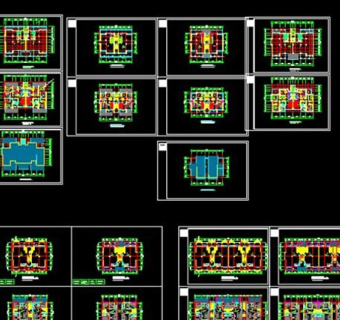 仿古建筑外型联排别墅cad施工图纸