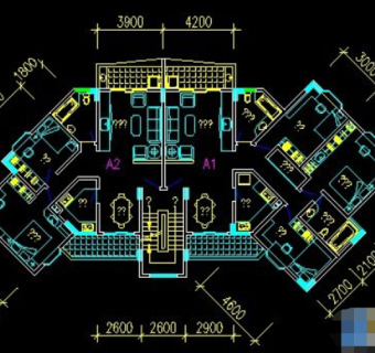 高层套型户型图cad平面图