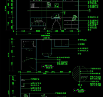 儿童床设计CAD立剖面