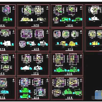 13套别墅设计cad施工方案选图纸