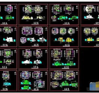 13套别墅设计cad施工方案选图纸