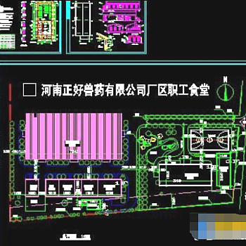 厂区职工食堂建筑cad施工设计图