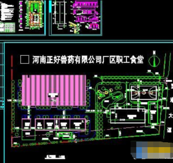 厂区职工食堂建筑cad施工设计图