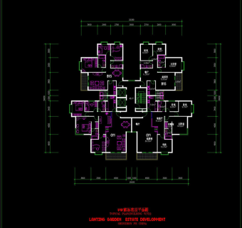 四户cad建筑设计CAD图纸