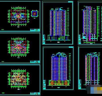 高层小型公寓建筑cad施工设计图3D模型