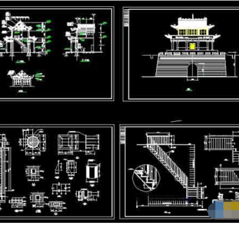 长城古建城楼cad设计图纸