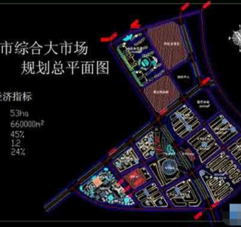 综合市场及物流cad规划总平面图纸3D模型