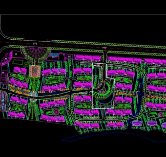 长方形地块别墅风格总平面CAD图纸