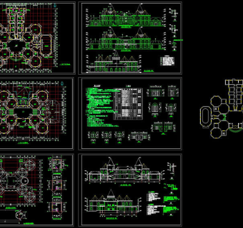 欧式幼儿圆建筑施工图cad图纸