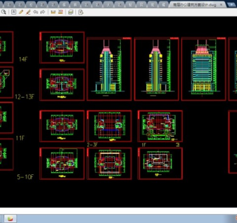 高层办公楼全套建筑cad方案设计图纸