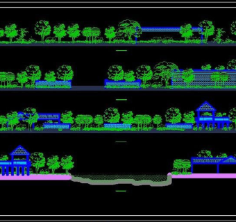 园林立面城市景区cad图库