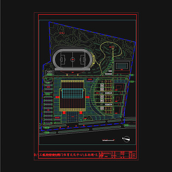 体育文化中心总平面图CAD图纸