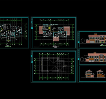 两层独立别墅方案设计cad图纸