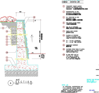 斜挡土墙cad图素材