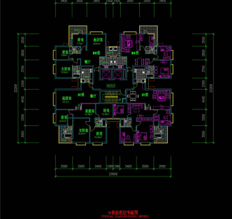 四户建筑元素CAD图纸
