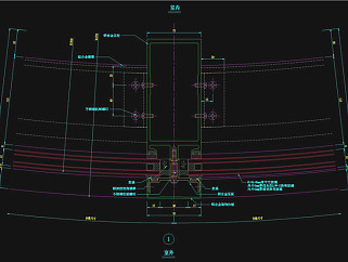 弧型明框幕墙横剖节点图CAD图纸