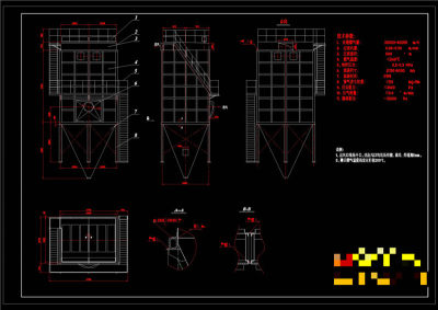 万布袋除尘器设计图CAD机械图纸