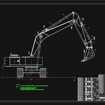 挖掘机装配图CAD机械图纸3D模型