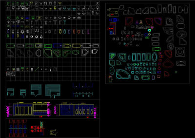 卫生间设施室内装修CAD模块