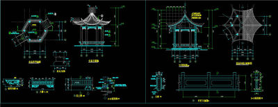 六角亭CAD景观图纸