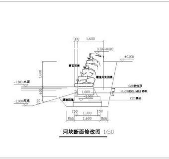 公园景观改造河坎修改CAD图纸