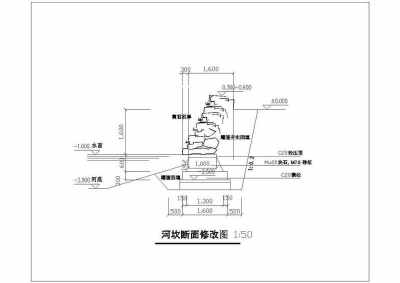 公园景观改造河坎修改CAD图纸