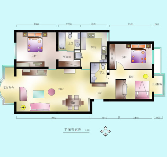 彩色小户型装修CAD平面图