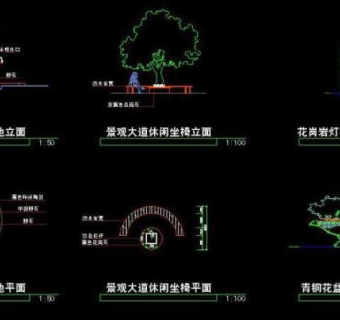 cad景观大道两侧的小品施工图图片