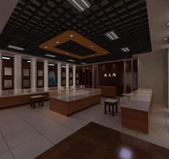 玉石店装修效果图加cad平面布置图图片