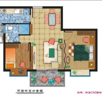 三房两厅布置方案图（附cad图档）图片