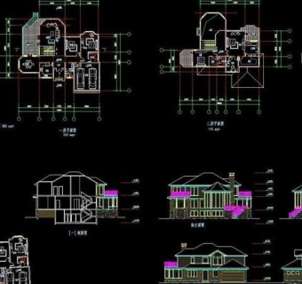 独栋临水别墅cad图图片