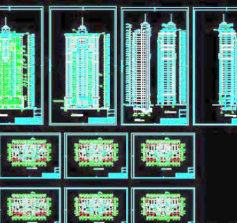 高层一梯四户CAD图纸
