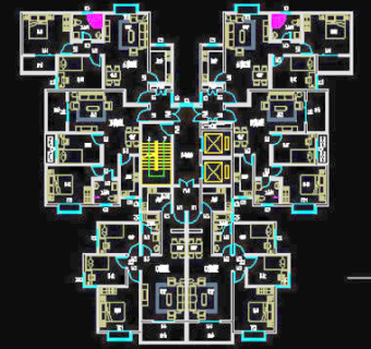 经典户型--一梯六户CAD图纸免费下载