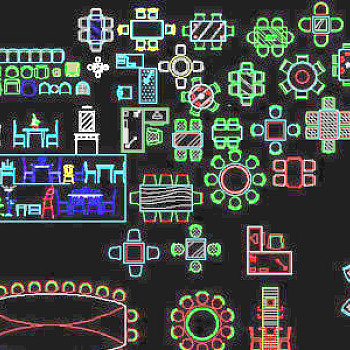 桌椅组合cad图块
