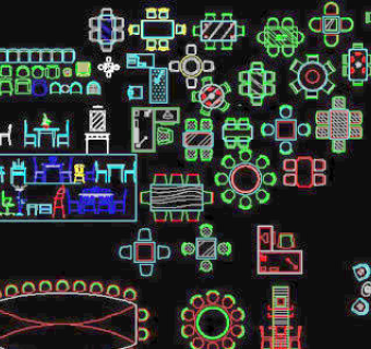 桌椅组合cad图块