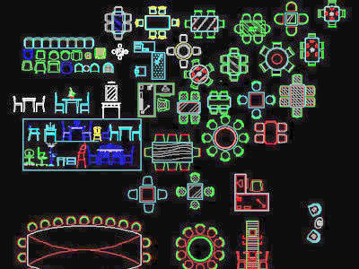 桌椅组合cad图块