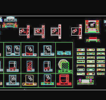 新款床/床头柜cad平面/立面图块1