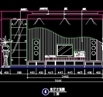 电视机背景墙cad图块6
