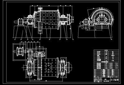 3500球磨机总装图CAD图纸