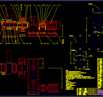 2.4X18M回转烘干机传动部装图CAD图纸