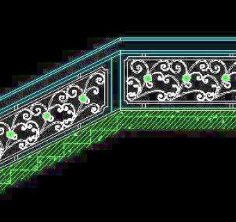木楼梯、铁艺楼梯、旋转楼梯、现代式楼梯、楼梯扶手CAD图块35