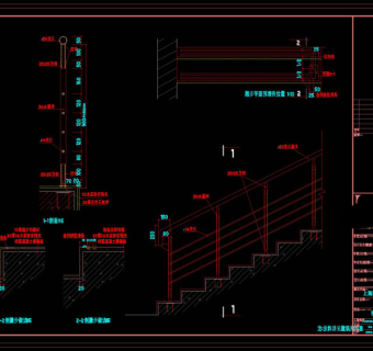 楼梯栏杆及踏步节点cad图纸