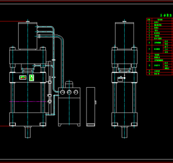 200吨四柱液压机外形图_CAD图纸