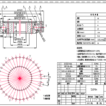 回转支承装配图CAD图纸