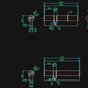 防盗门锁芯CAD图纸