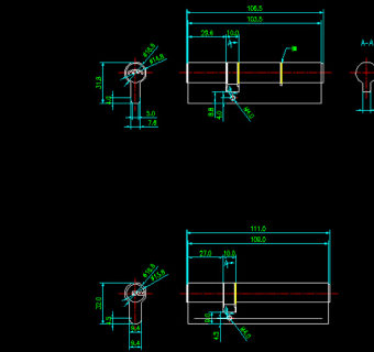 防盗门锁芯CAD图纸
